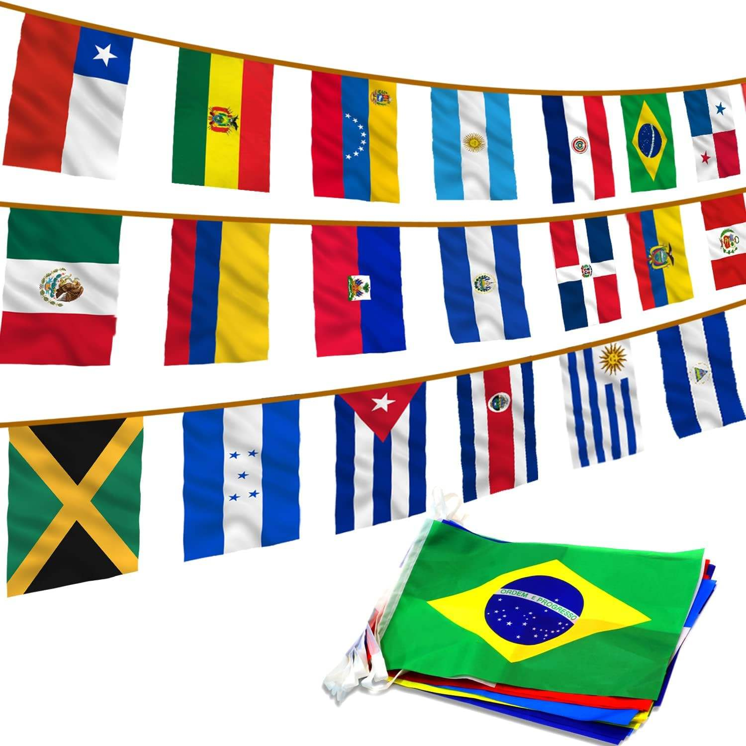 Bunting String Flag for Sports and Games |14*21 cm |15m | 48 Countries