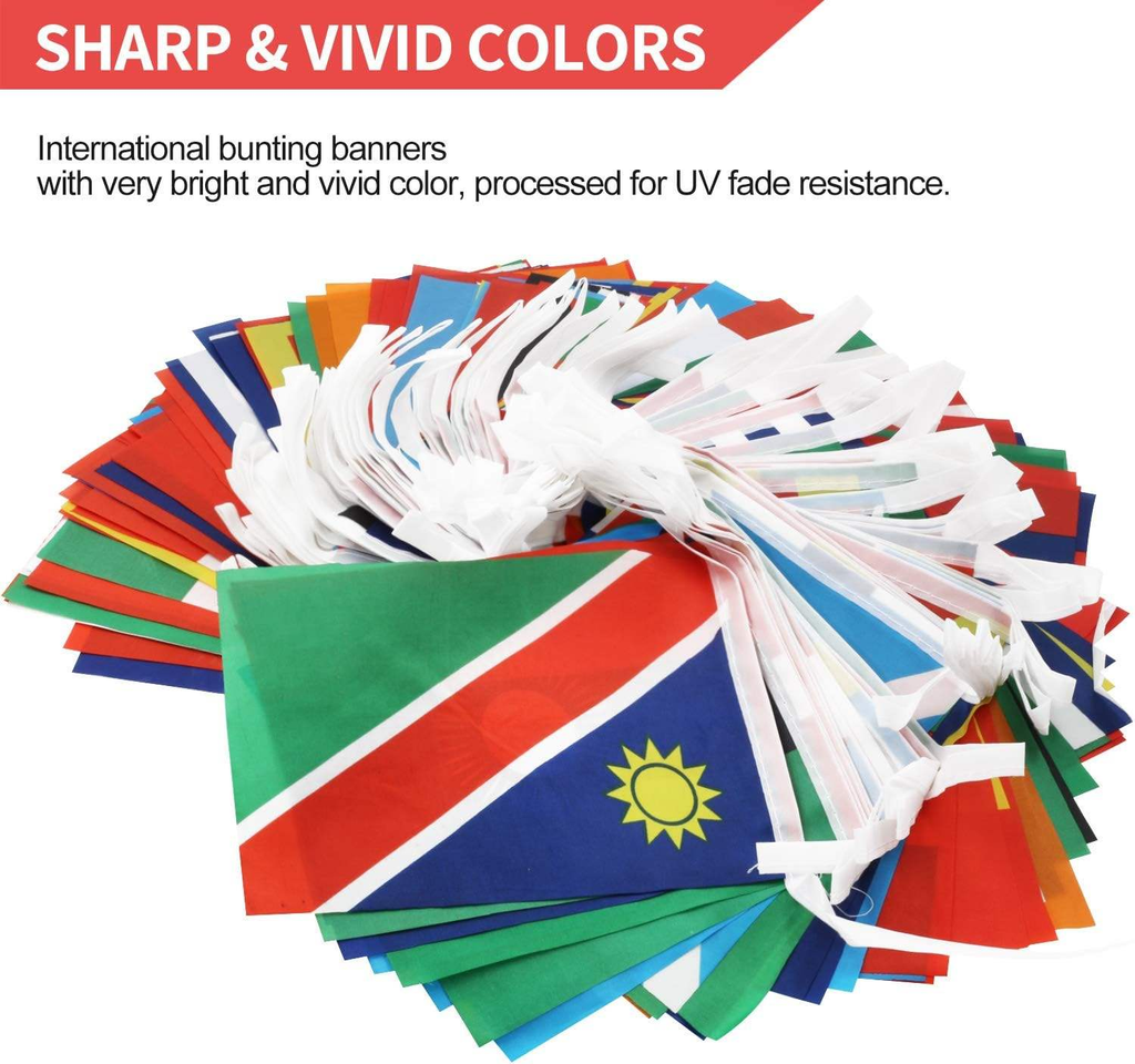 Bunting String Flag for Sports and Games |14*21 cm |15m | 48 Countries