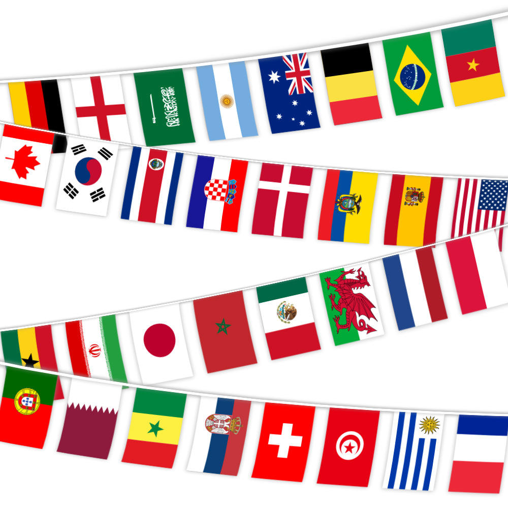 Bunting String Flag for Sports and Games |14*21 cm |15m | 48 Countries