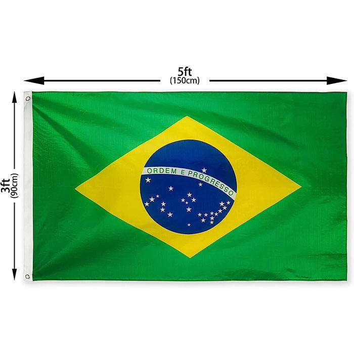 Brazil Country Flag – Polyester Silk Double-Sided Printing 90 x 150 cm