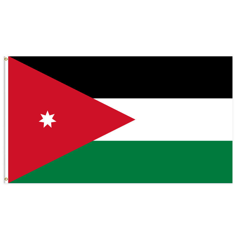 VIBENATION Jordan Jordanian Flag, Double-Sided Printed 68D Polyester, 3x5 Ft (90x150 cm), Indoor Outdoor with Brass Grommets, for Home Garden Sports Parties