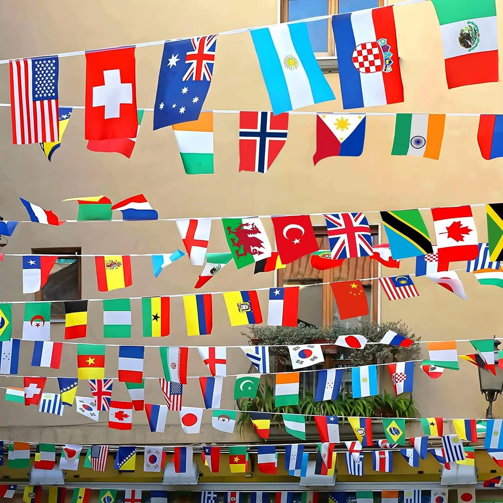Bunting String Flag for Sports and Games |14*21 cm |15m | 48 Countries