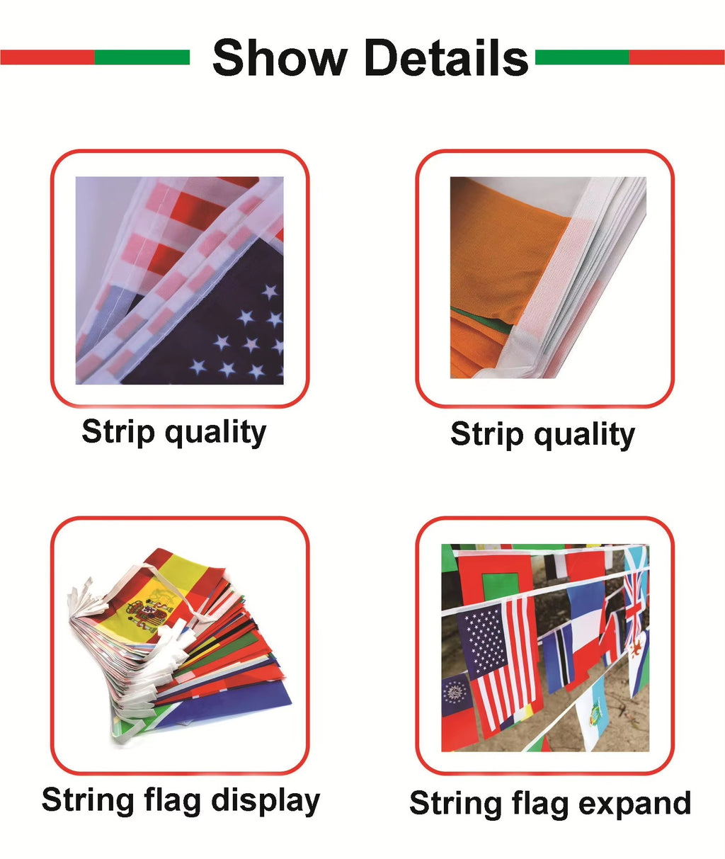 Bunting String Flag for Sports and Games |14*21 cm |15m | 48 Countries