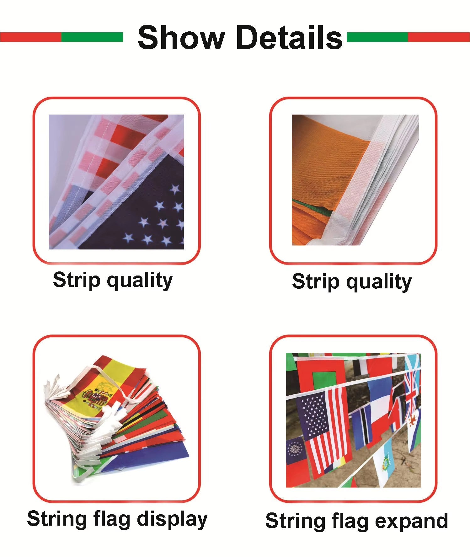 Bunting String Flag for Sports and Games |14*21 cm |15m | 48 Countries
